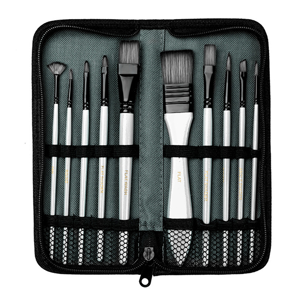 10 Pieces Paint Brush Set With Carrying Case 10 Pieces Paint Brush Set With Carrying Case