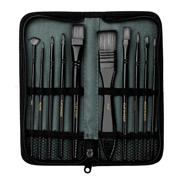 10 Pieces Paint Brush Set With Carrying Case 10 Pieces Paint Brush Set With Carrying Case