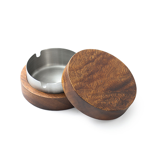Windproof Wooden Stainless Steel Ashtray with Lid Windproof Wooden Stainless Steel Ashtray with Lid