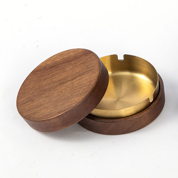Windproof Wooden Stainless Steel Ashtray with Lid Windproof Wooden Stainless Steel Ashtray with Lid