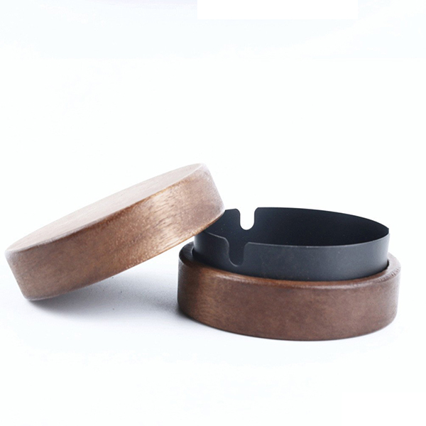 Windproof Wooden Stainless Steel Ashtray with Lid Windproof Wooden Stainless Steel Ashtray with Lid