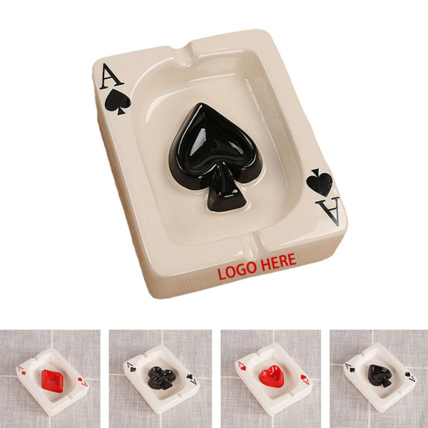 Creative Poker Ceramic Cigarette Ashtray Creative Poker Ceramic Cigarette Ashtray